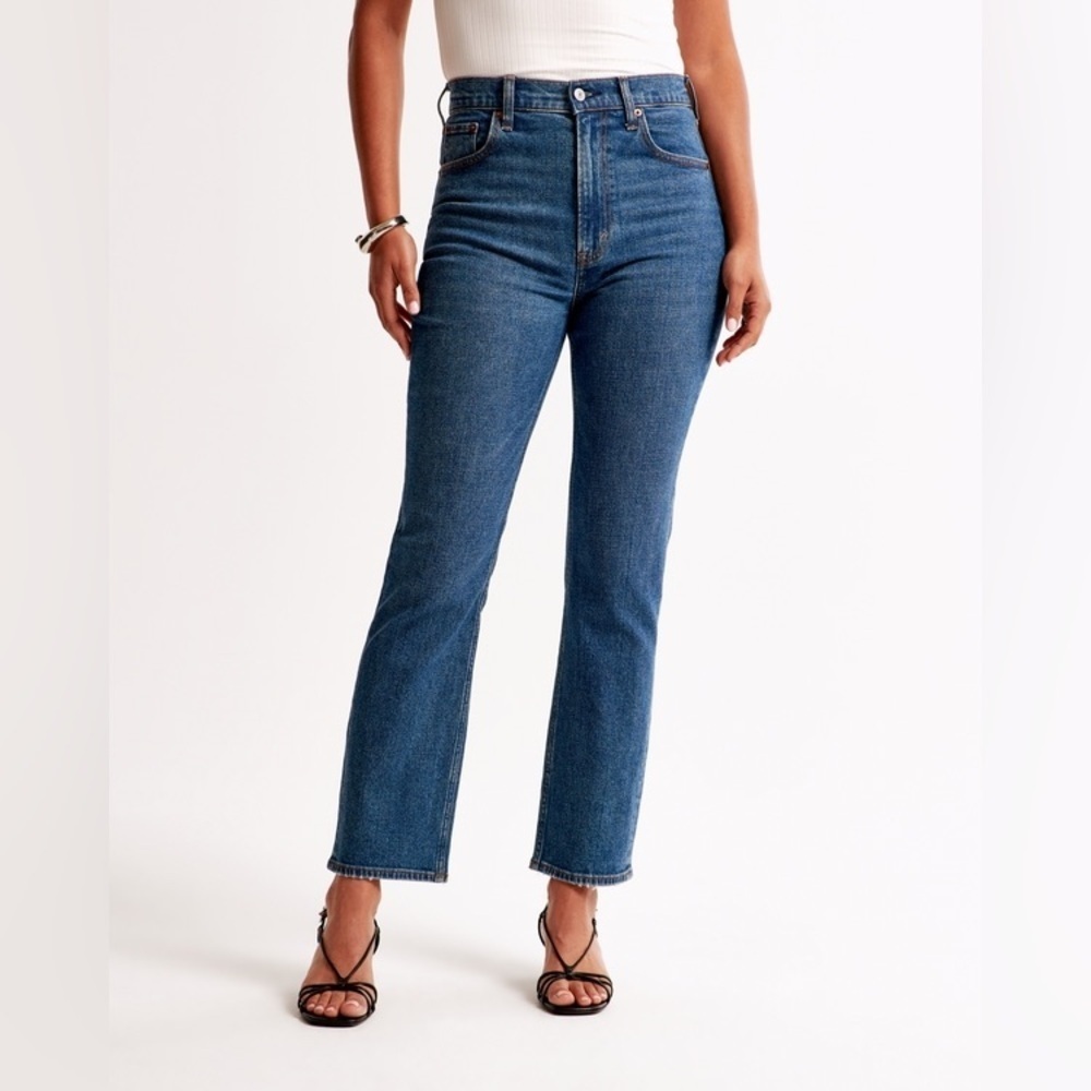 Abercrombie & Fitch Dark Blue The Ankle Straight Utra High Rise Jeans